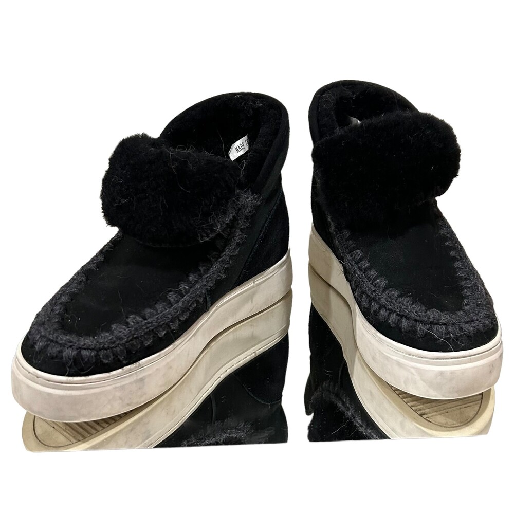 Movie's Faux Fur Lining Suede Ankle Boots Black Size 37